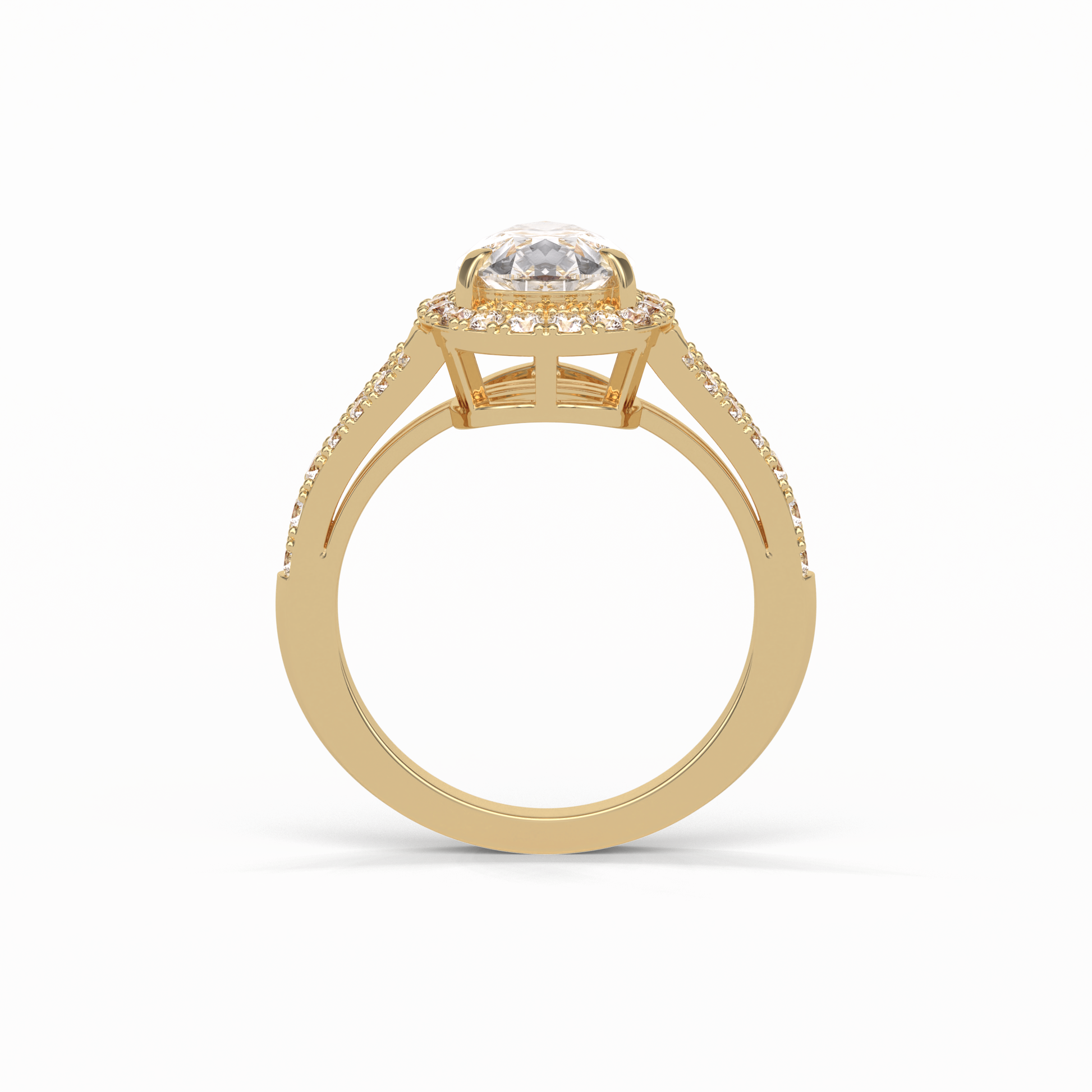 Oval Halo & Split Shank Lab Grown Diamond Engagement Ring
