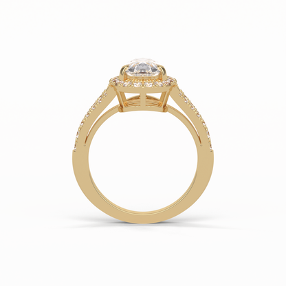 Oval Halo & Split Shank Lab Grown Diamond Engagement Ring