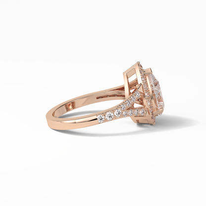 Oval Halo & Split Shank Lab Grown Diamond Engagement Ring