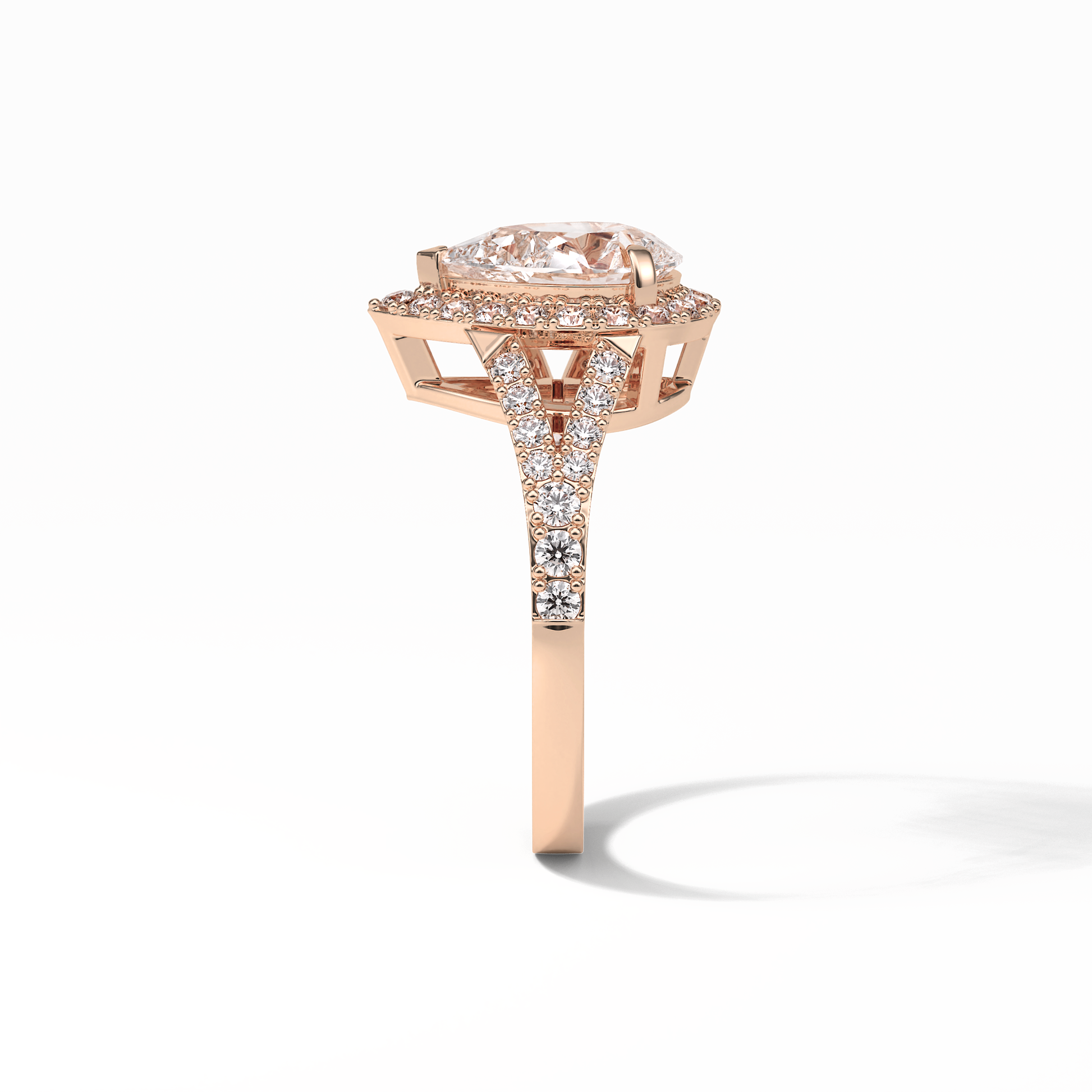 Oval Halo & Split Shank Lab Grown Diamond Engagement Ring