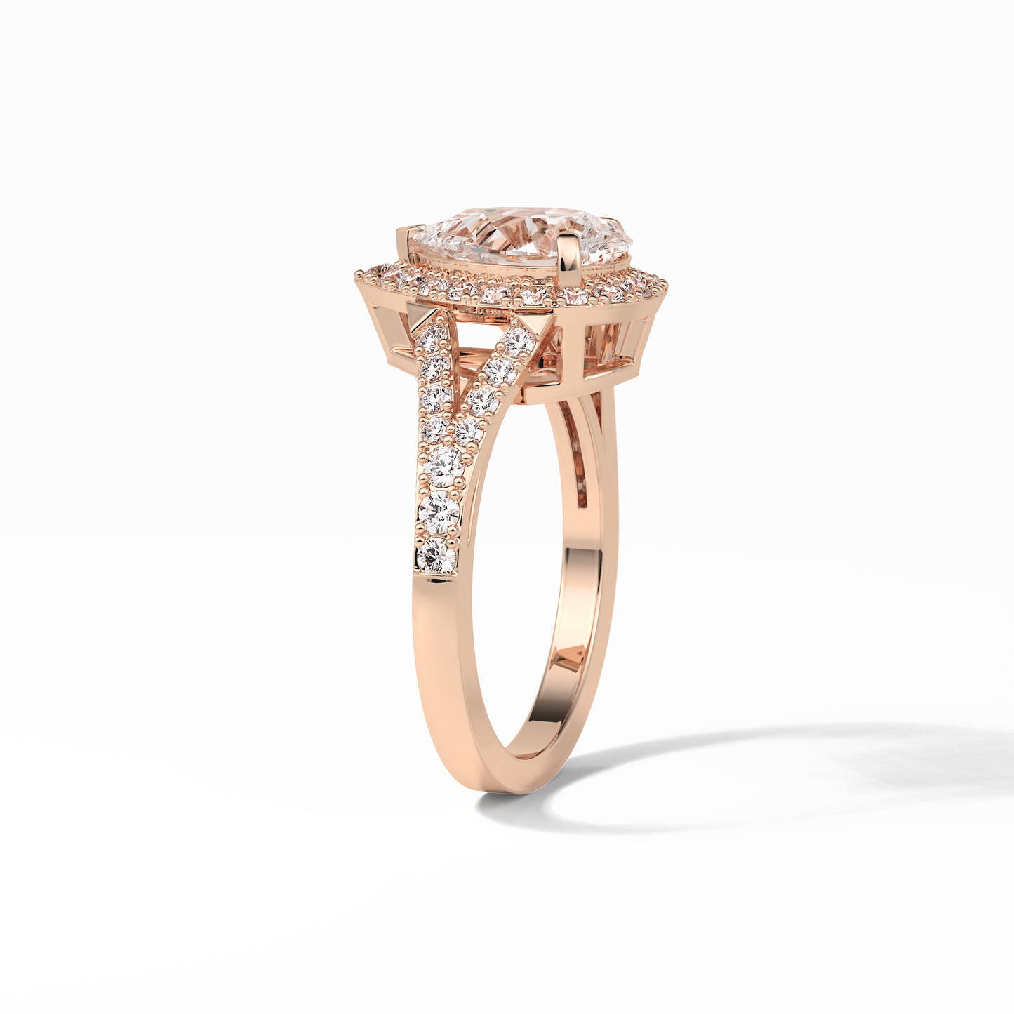 Oval Halo & Split Shank Lab Grown Diamond Engagement Ring