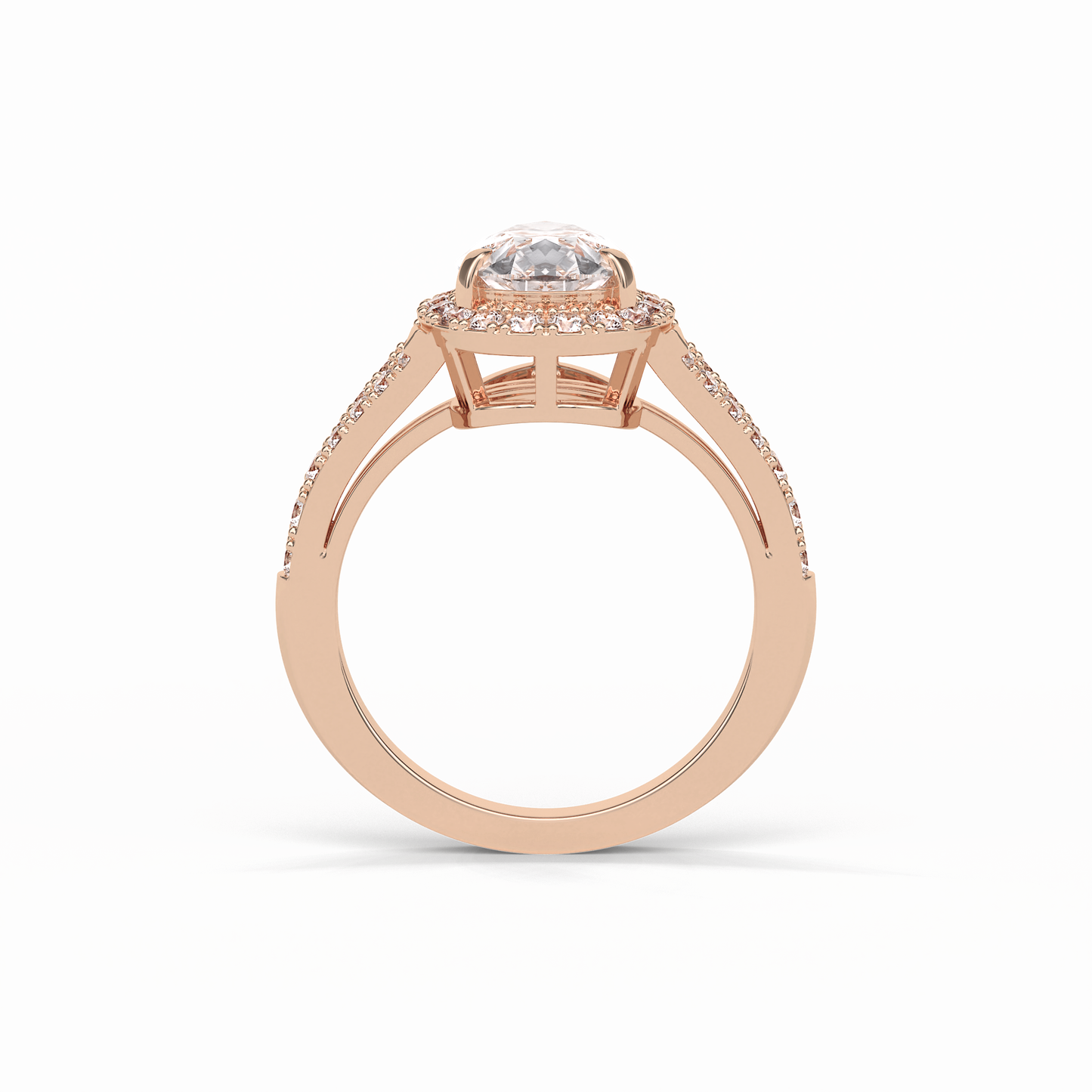 Oval Halo & Split Shank Lab Grown Diamond Engagement Ring