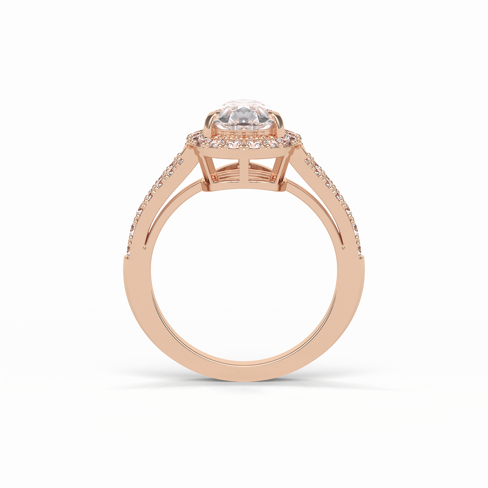 Oval Halo & Split Shank Lab Grown Diamond Engagement Ring