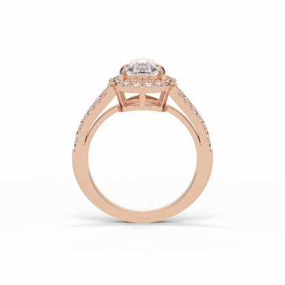 Oval Halo & Split Shank Lab Grown Diamond Engagement Ring