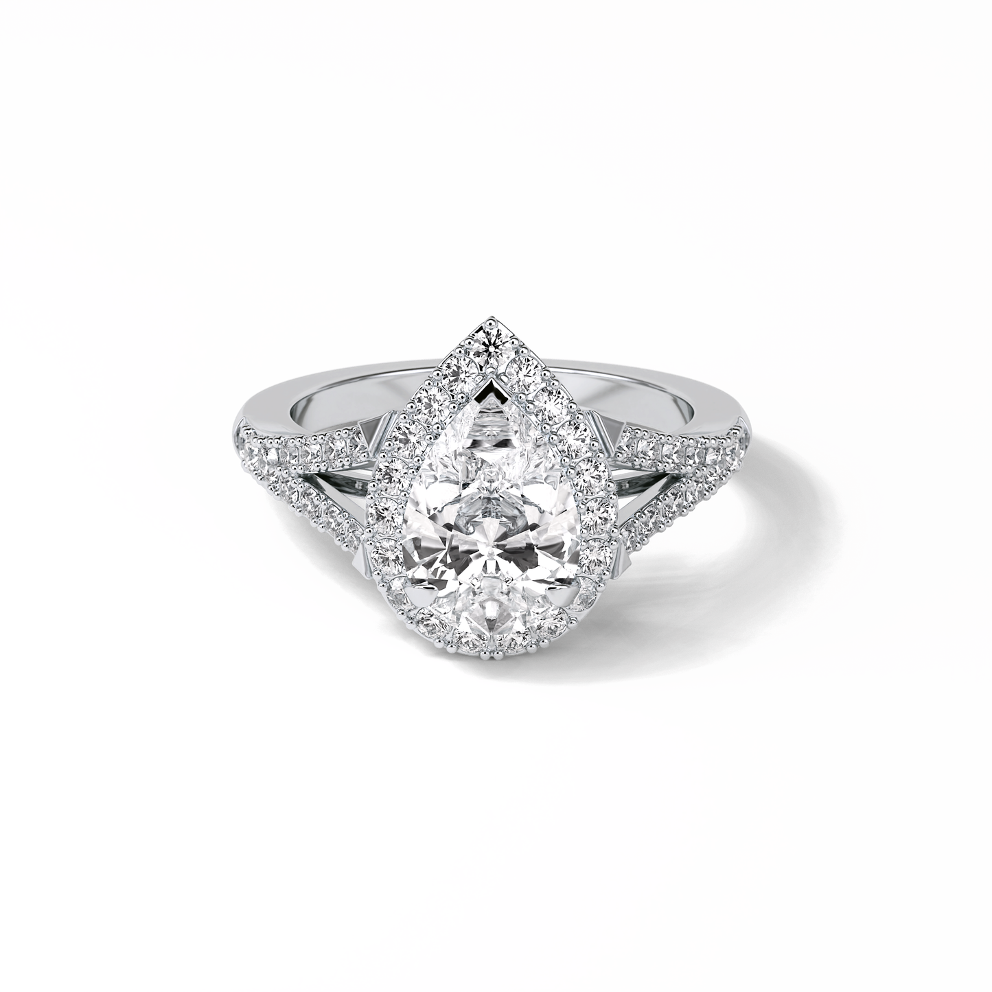 Oval Halo & Split Shank Lab Grown Diamond Engagement Ring