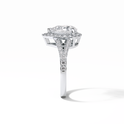 Oval Halo & Split Shank Lab Grown Diamond Engagement Ring
