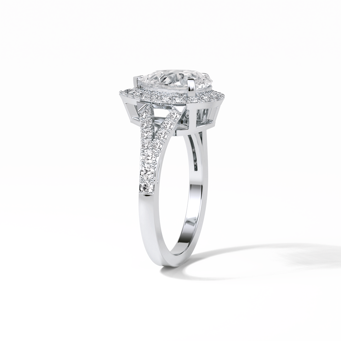 Oval Halo & Split Shank Lab Grown Diamond Engagement Ring