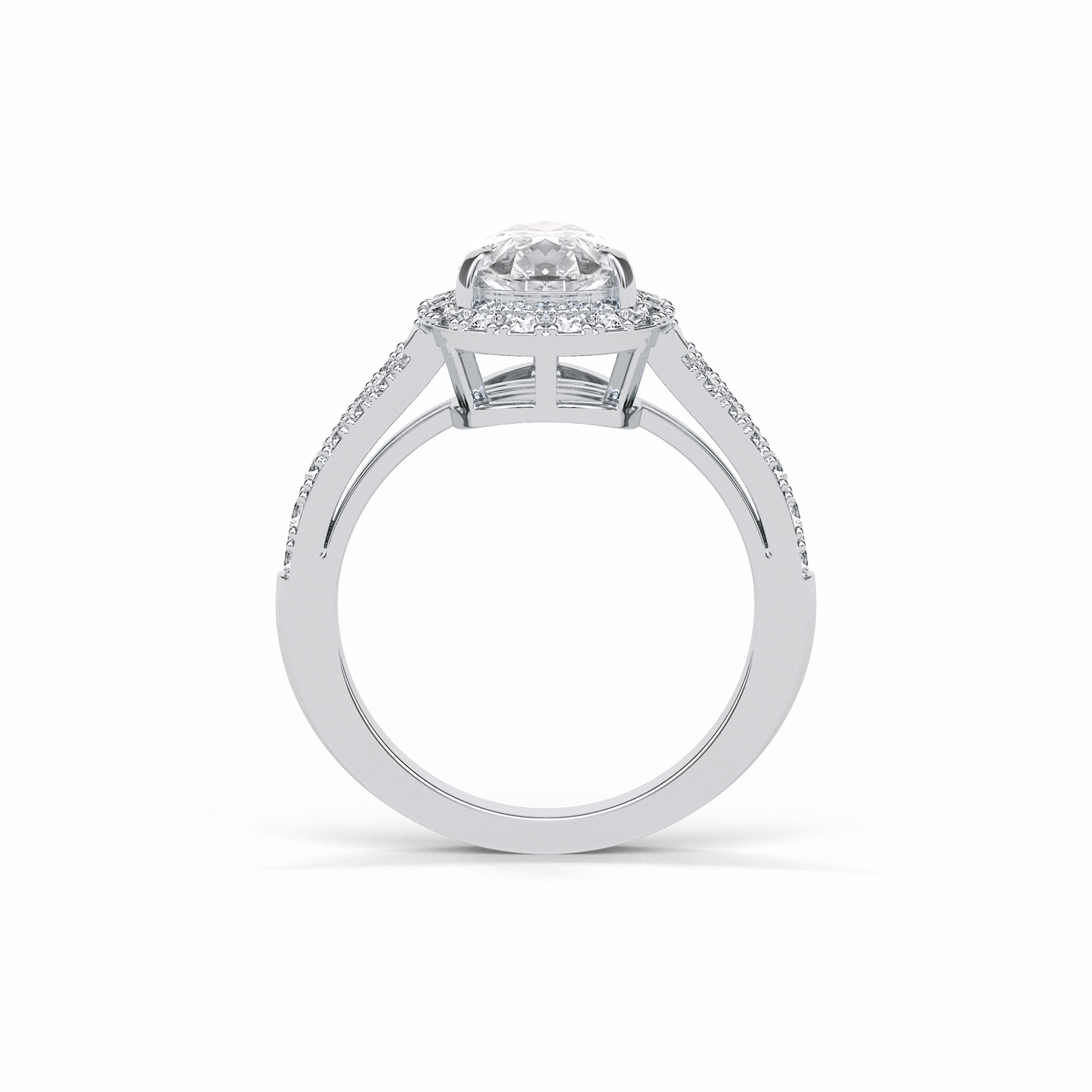 Oval Halo & Split Shank Lab Grown Diamond Engagement Ring