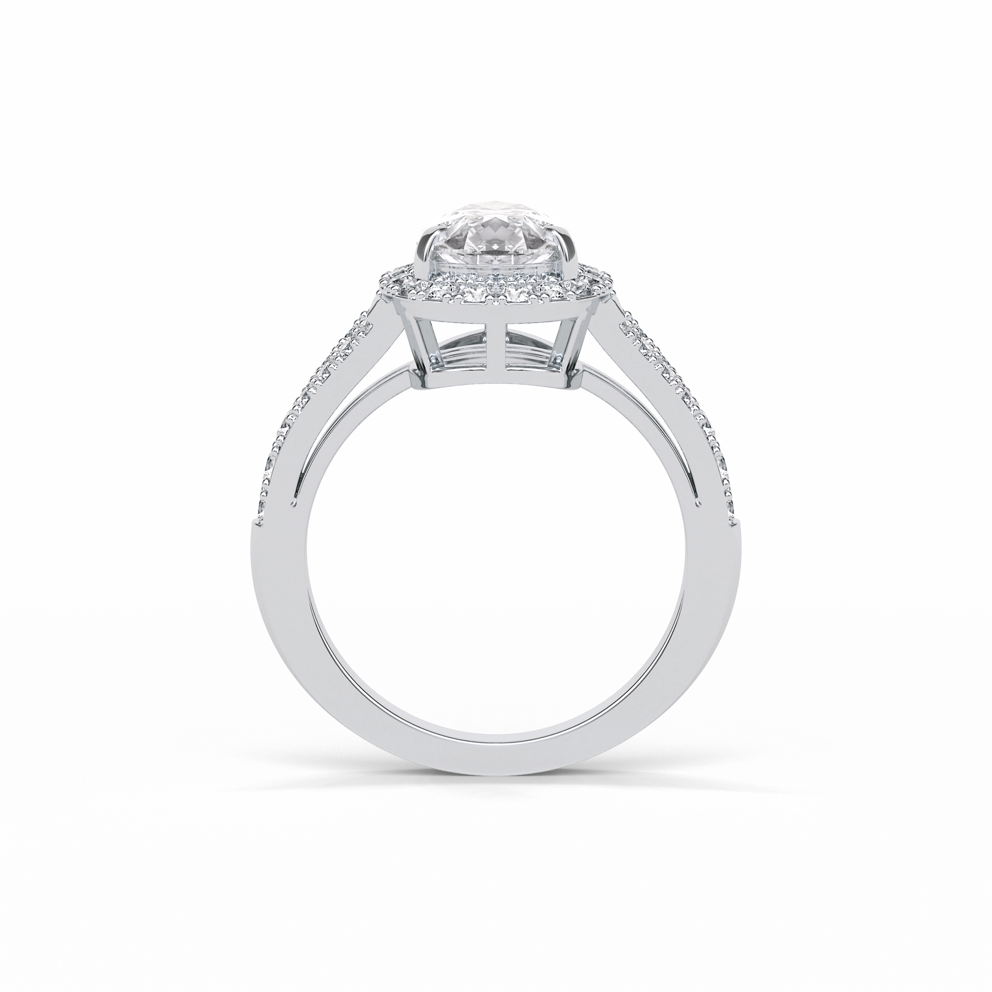 Oval Halo & Split Shank Lab Grown Diamond Engagement Ring