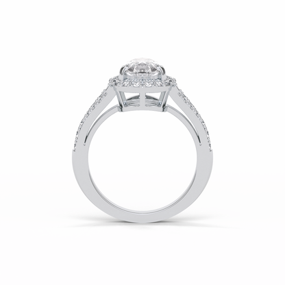 Oval Halo & Split Shank Lab Grown Diamond Engagement Ring
