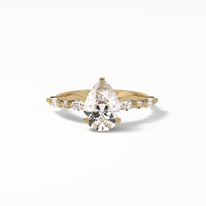 Pear Dainty Pave Lab Grown Diamond Engagement Ring