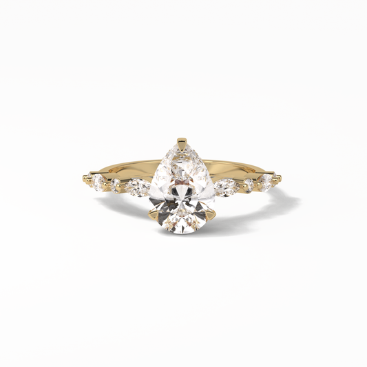 Pear Dainty Pave Lab Grown Diamond Engagement Ring