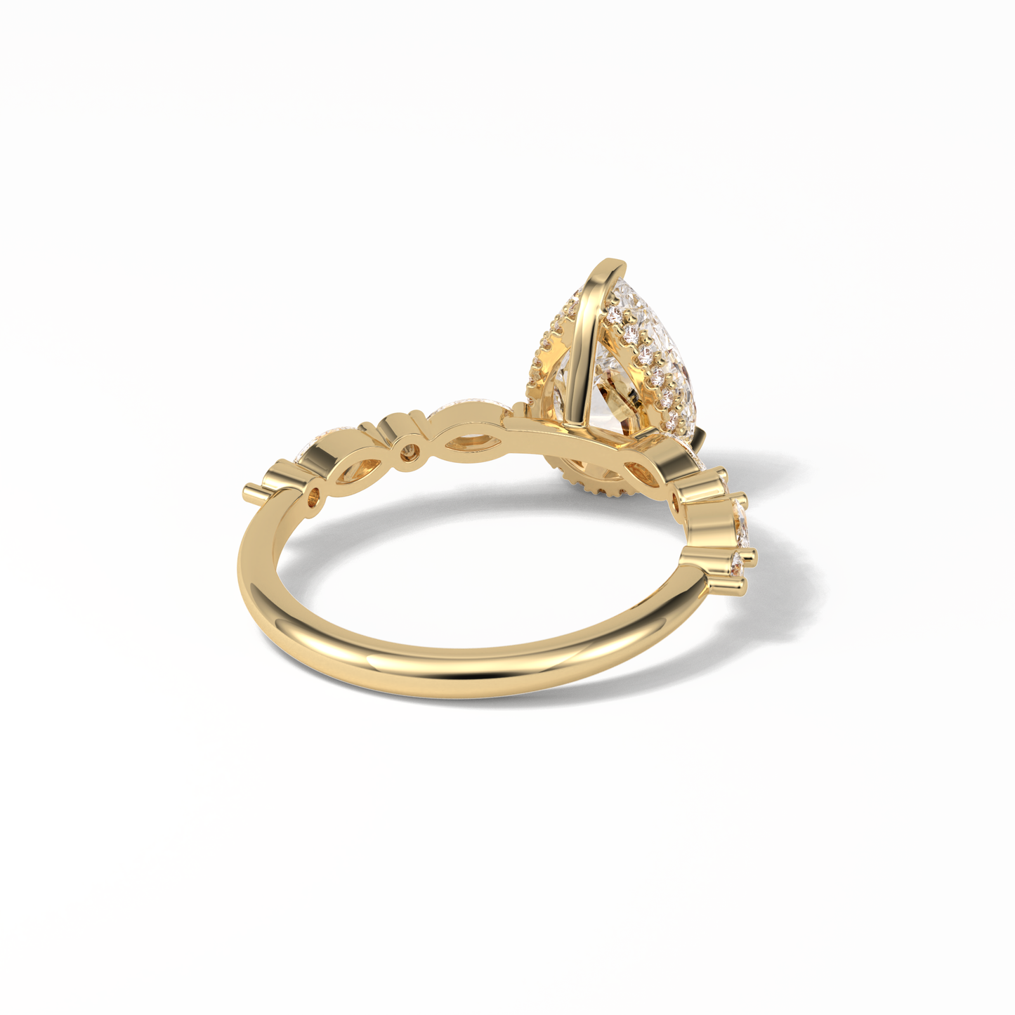 Pear Dainty Pave Lab Grown Diamond Engagement Ring