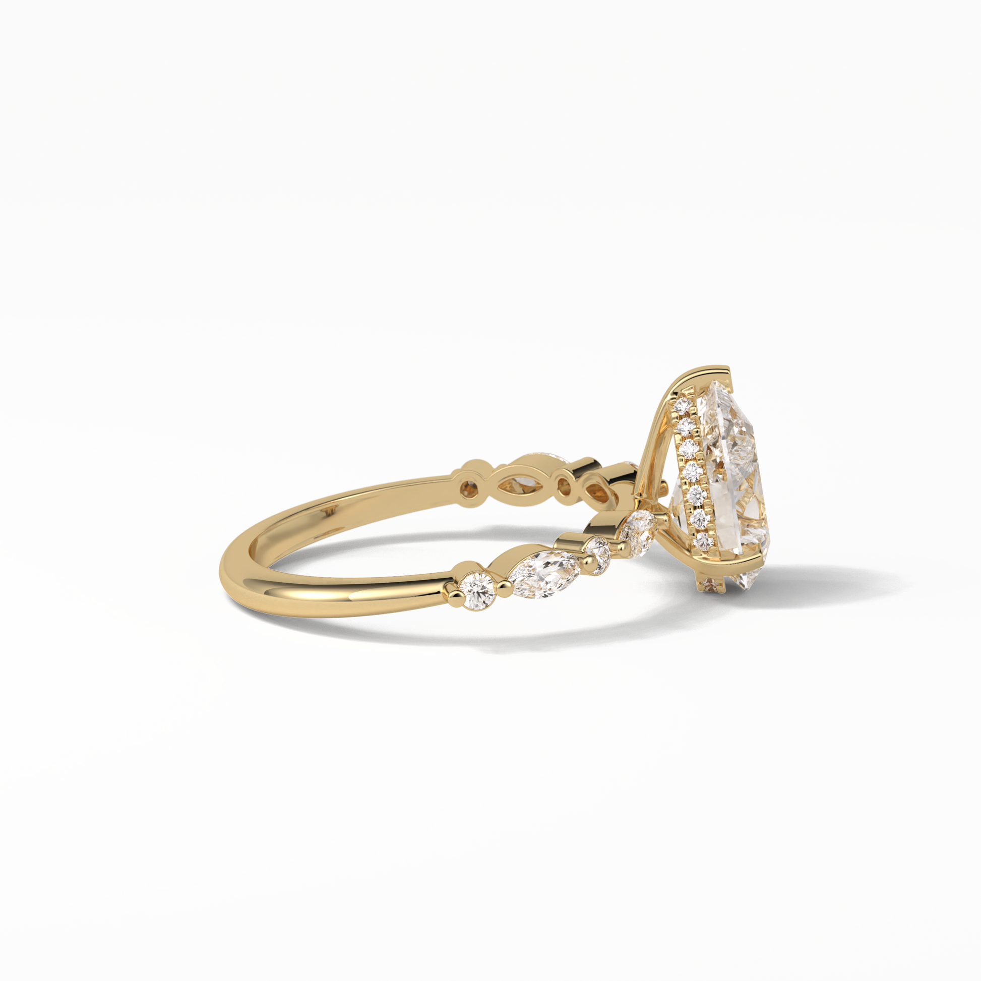 Pear Dainty Pave Lab Grown Diamond Engagement Ring