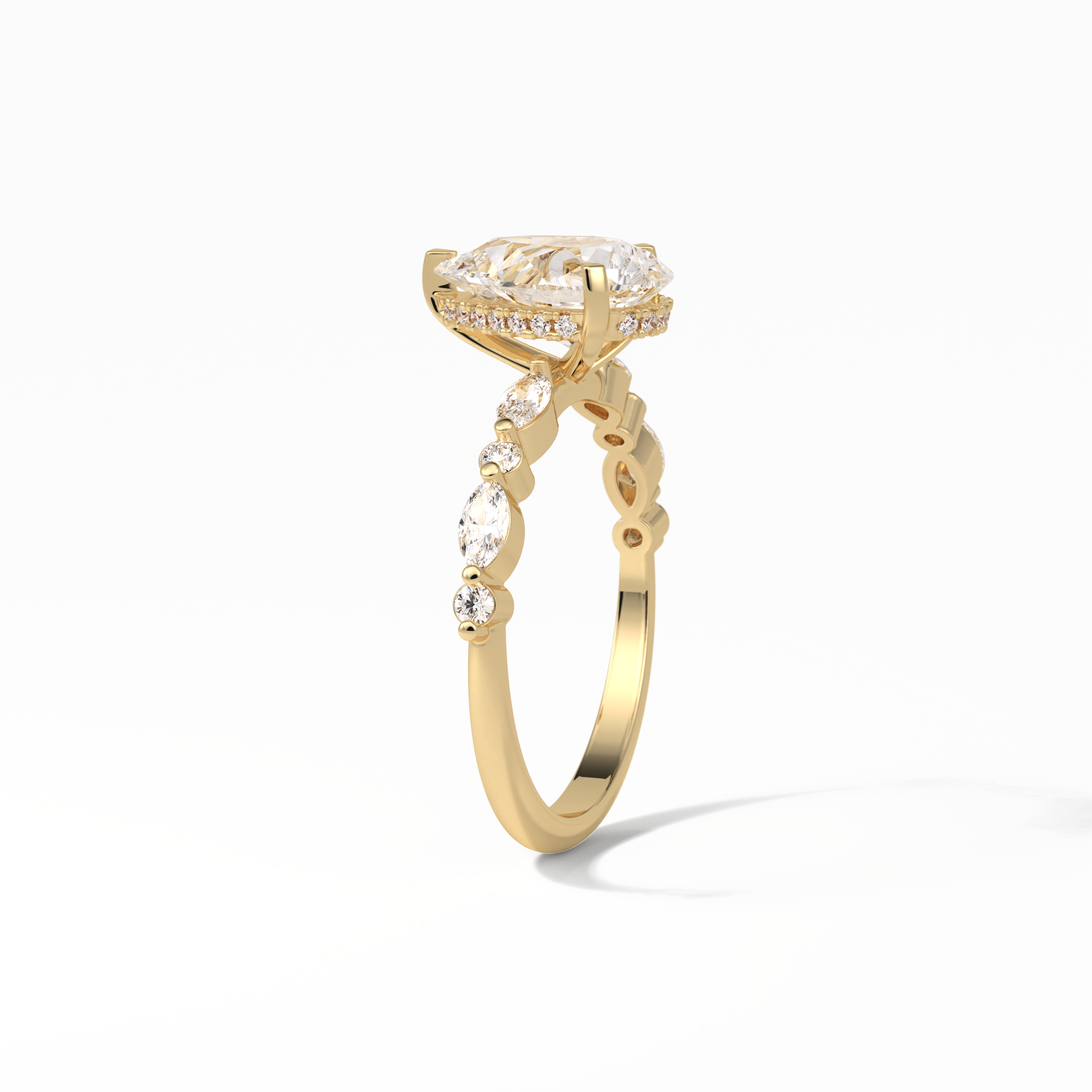 Pear Dainty Pave Lab Grown Diamond Engagement Ring
