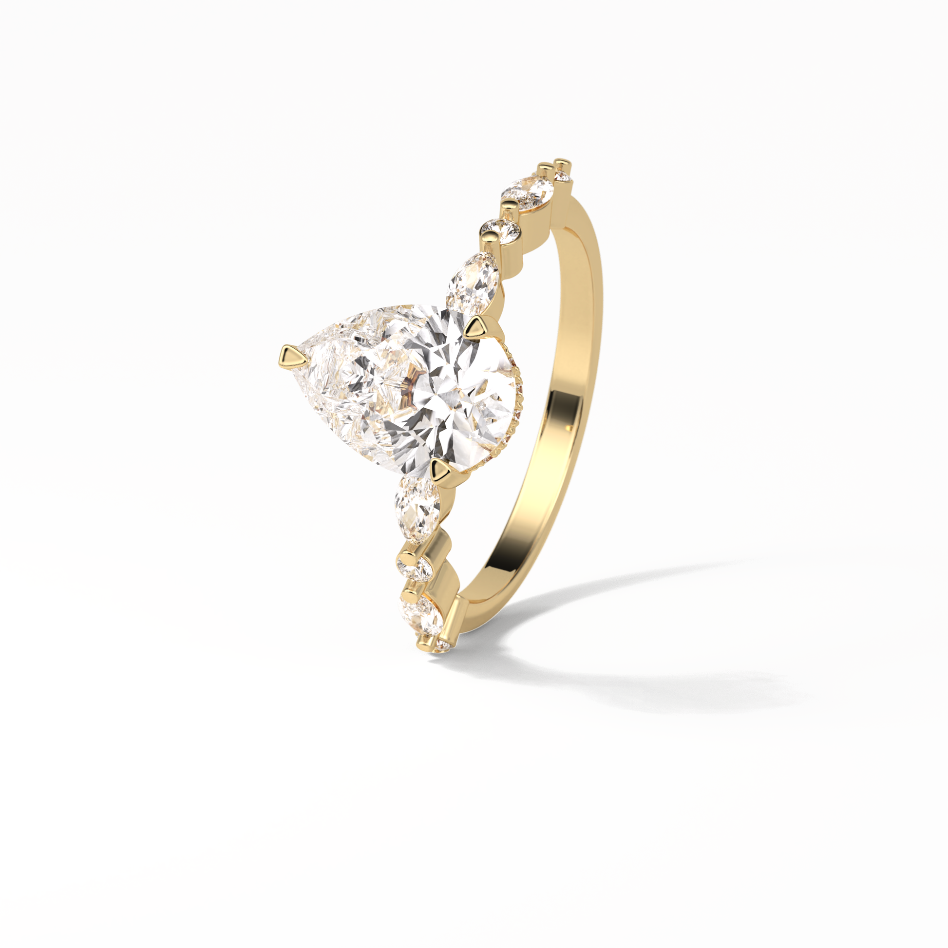 Pear Dainty Pave Lab Grown Diamond Engagement Ring
