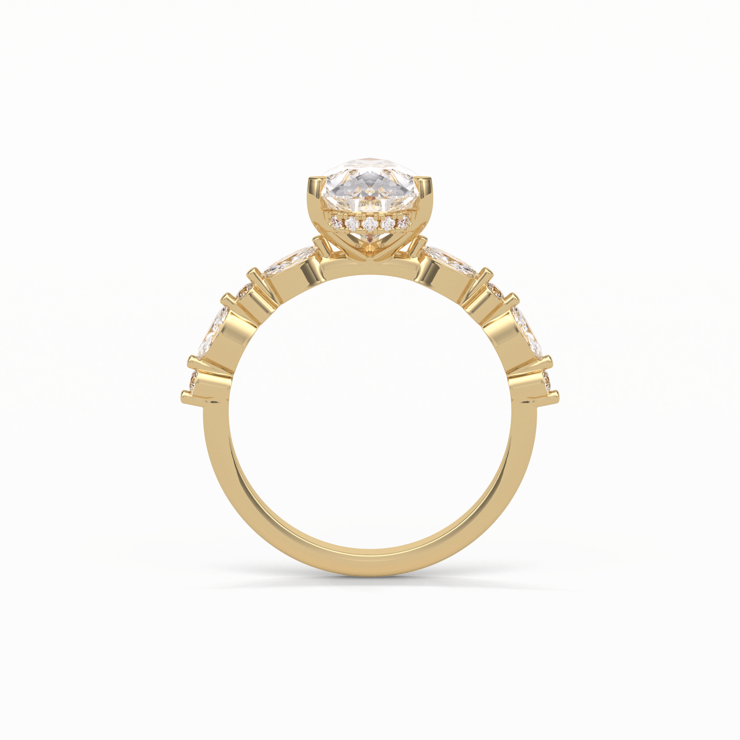 Pear Dainty Pave Lab Grown Diamond Engagement Ring