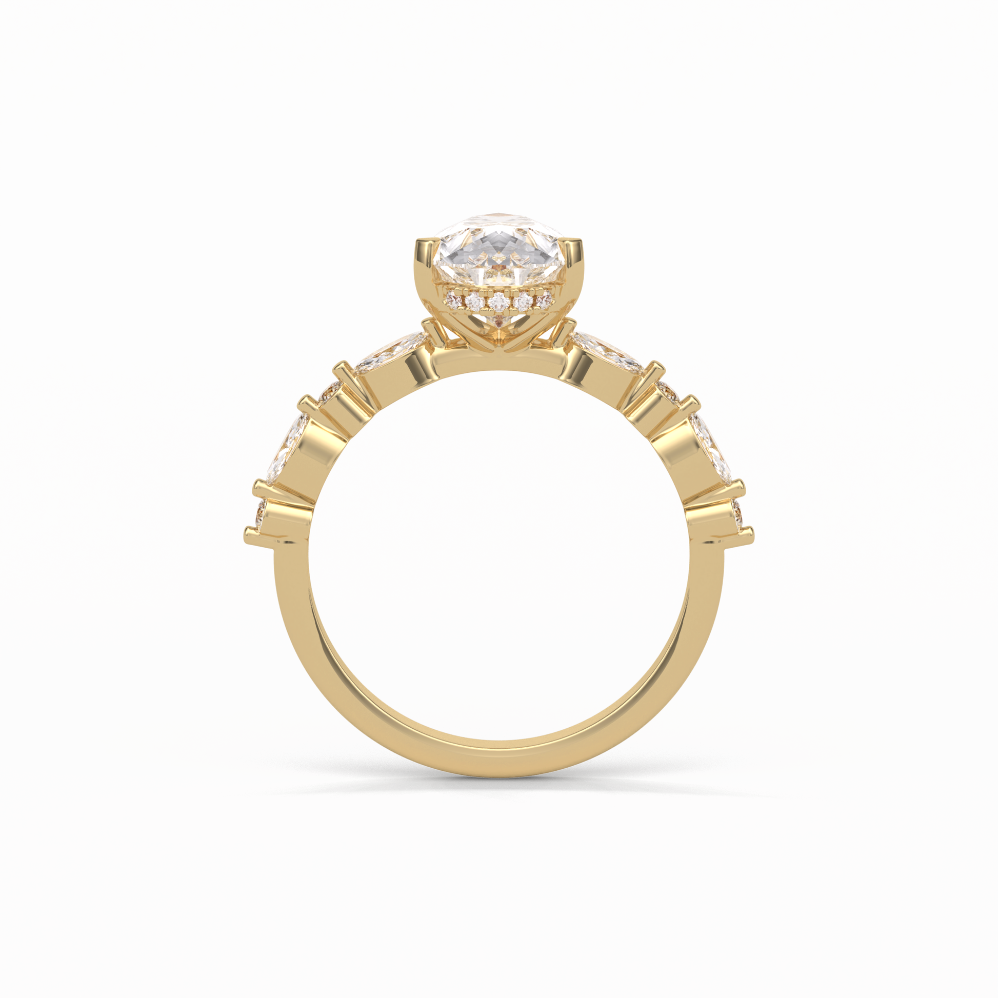 Pear Dainty Pave Lab Grown Diamond Engagement Ring