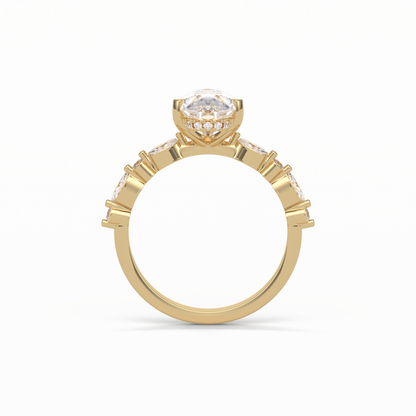 Pear Dainty Pave Lab Grown Diamond Engagement Ring