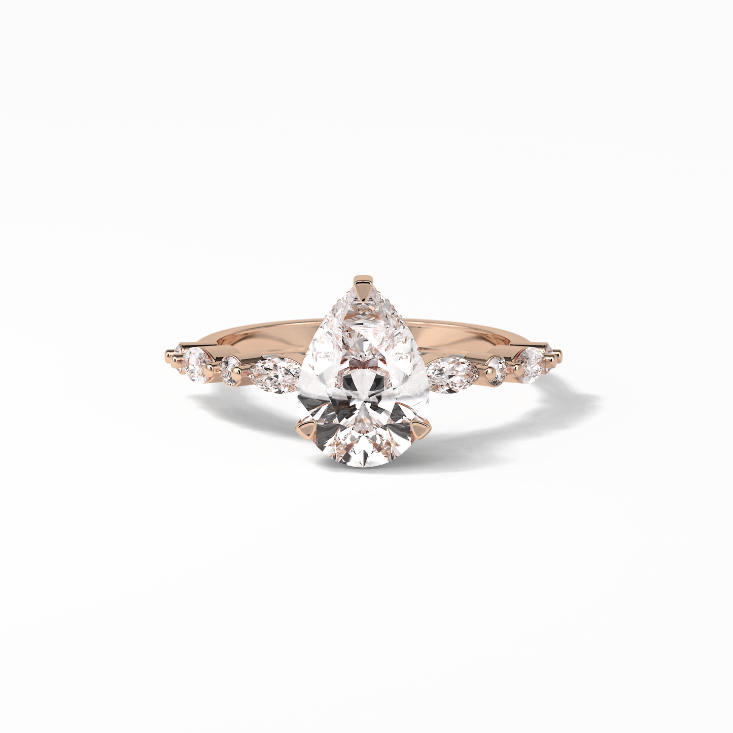 Pear Dainty Pave Lab Grown Diamond Engagement Ring
