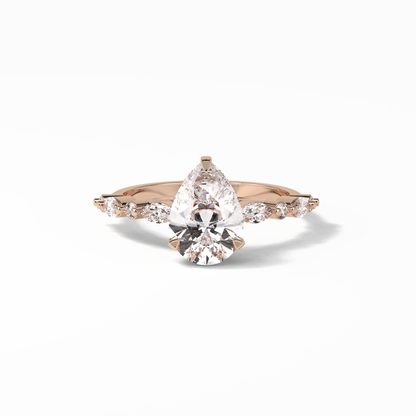 Pear Dainty Pave Lab Grown Diamond Engagement Ring
