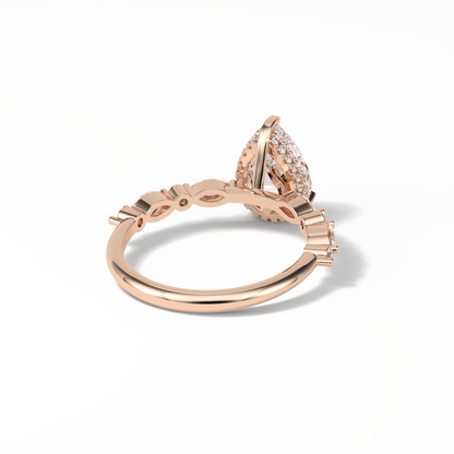 Pear Dainty Pave Lab Grown Diamond Engagement Ring