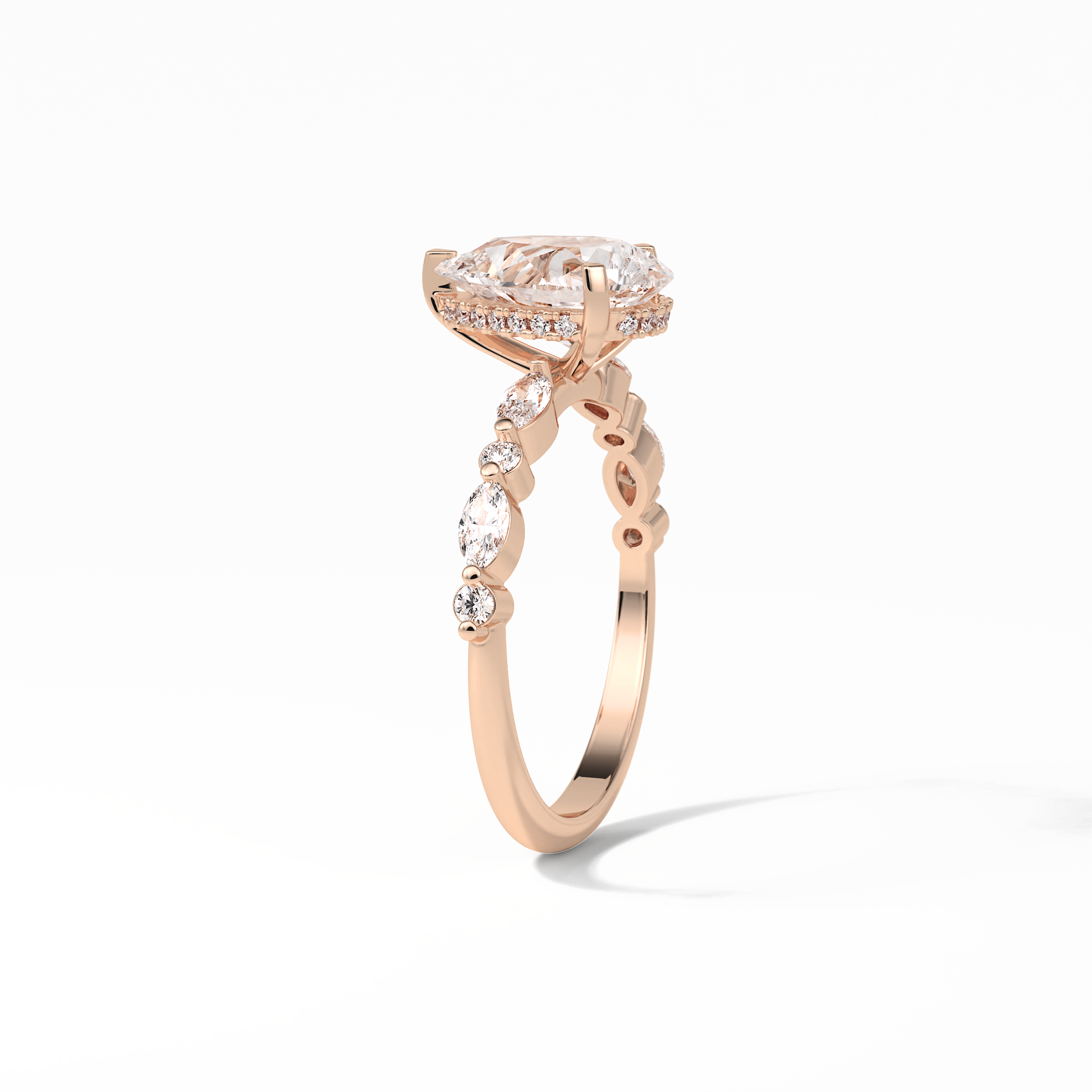Pear Dainty Pave Lab Grown Diamond Engagement Ring