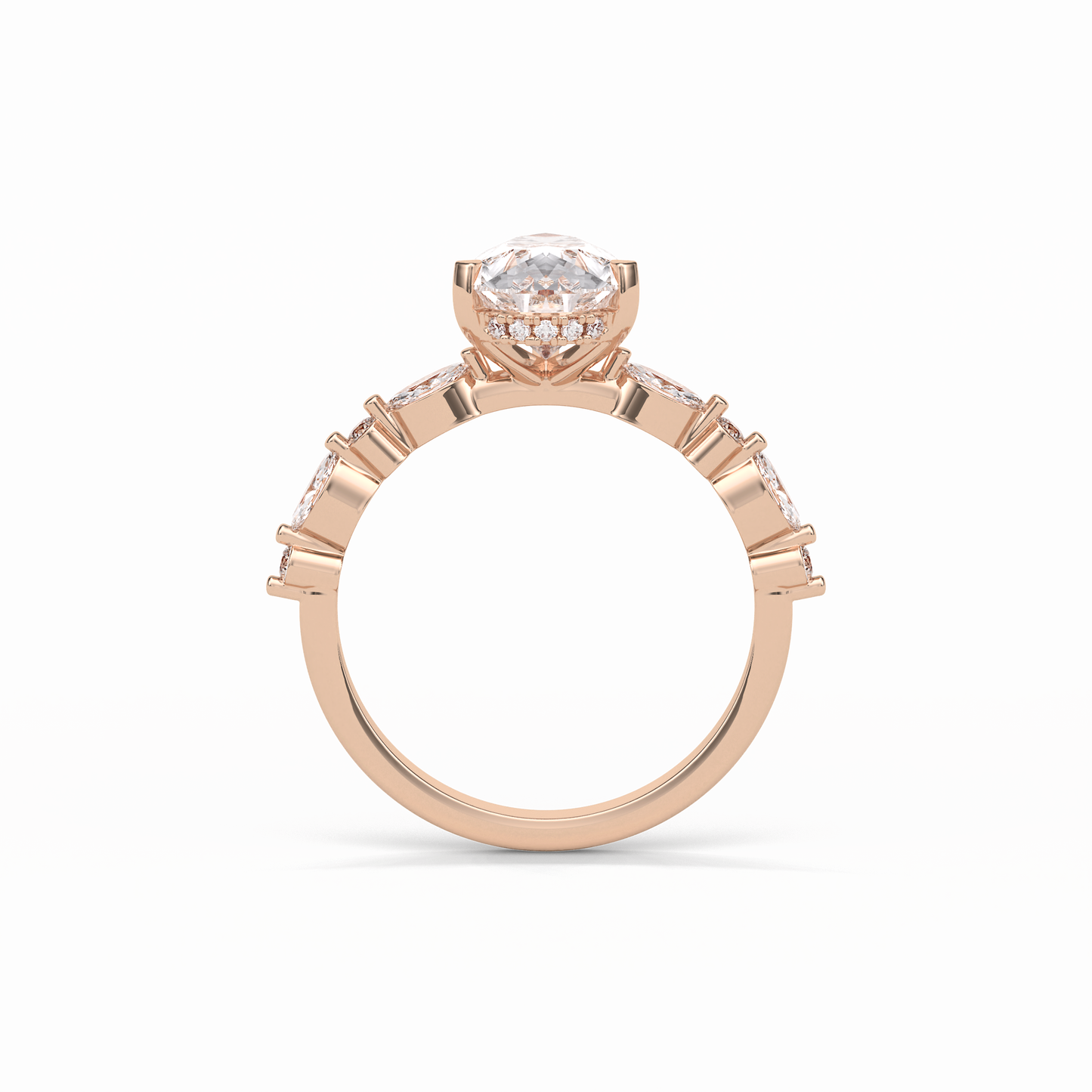 Pear Dainty Pave Lab Grown Diamond Engagement Ring