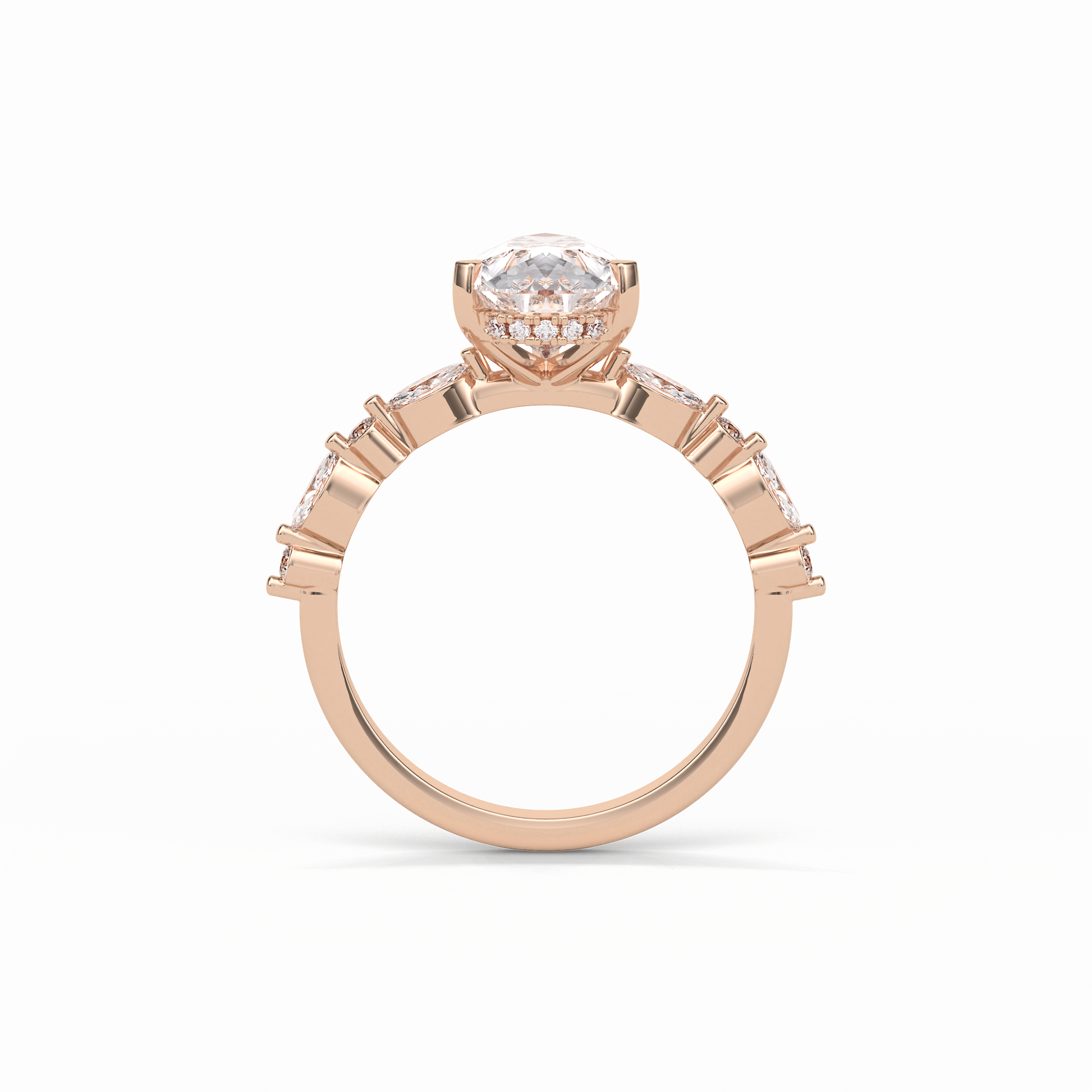 Pear Dainty Pave Lab Grown Diamond Engagement Ring