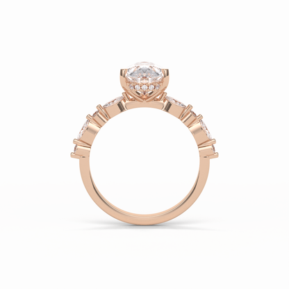 Pear Dainty Pave Lab Grown Diamond Engagement Ring