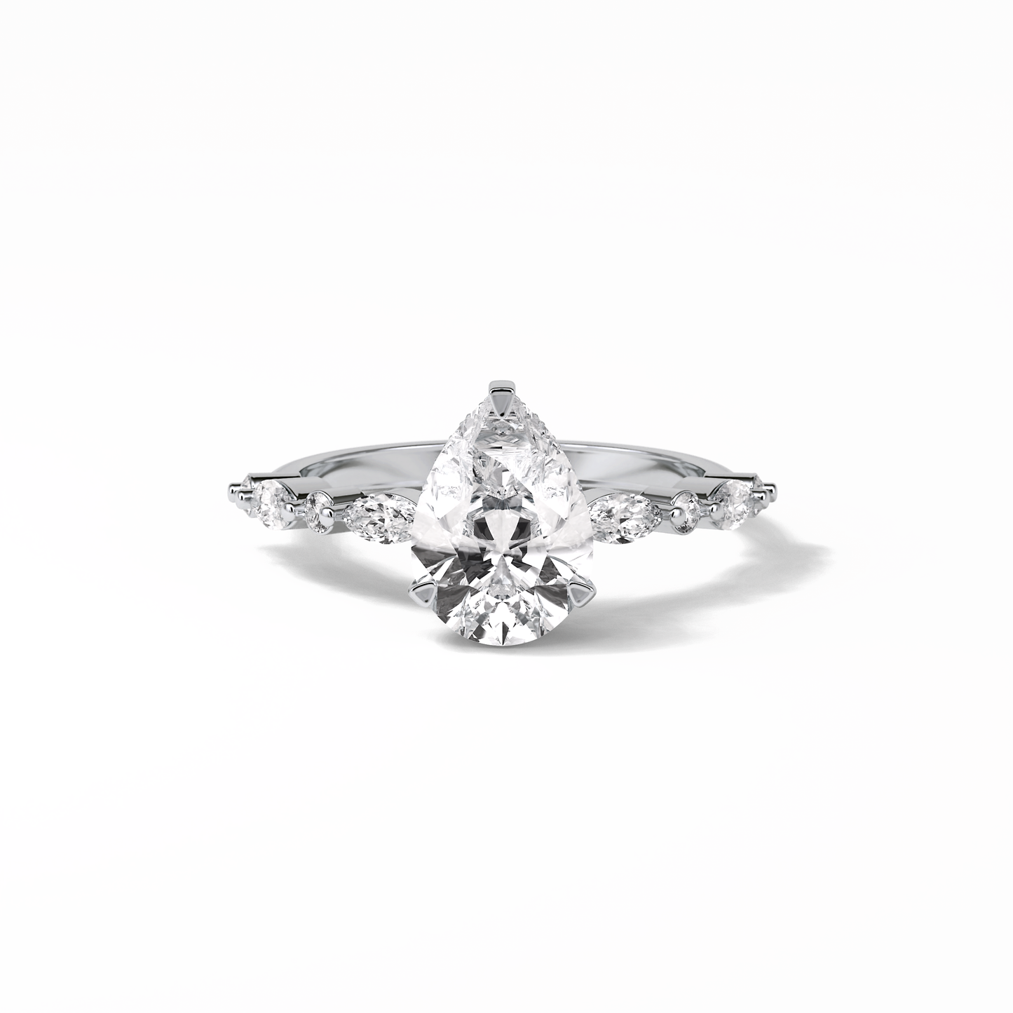 Pear Dainty Pave Lab Grown Diamond Engagement Ring