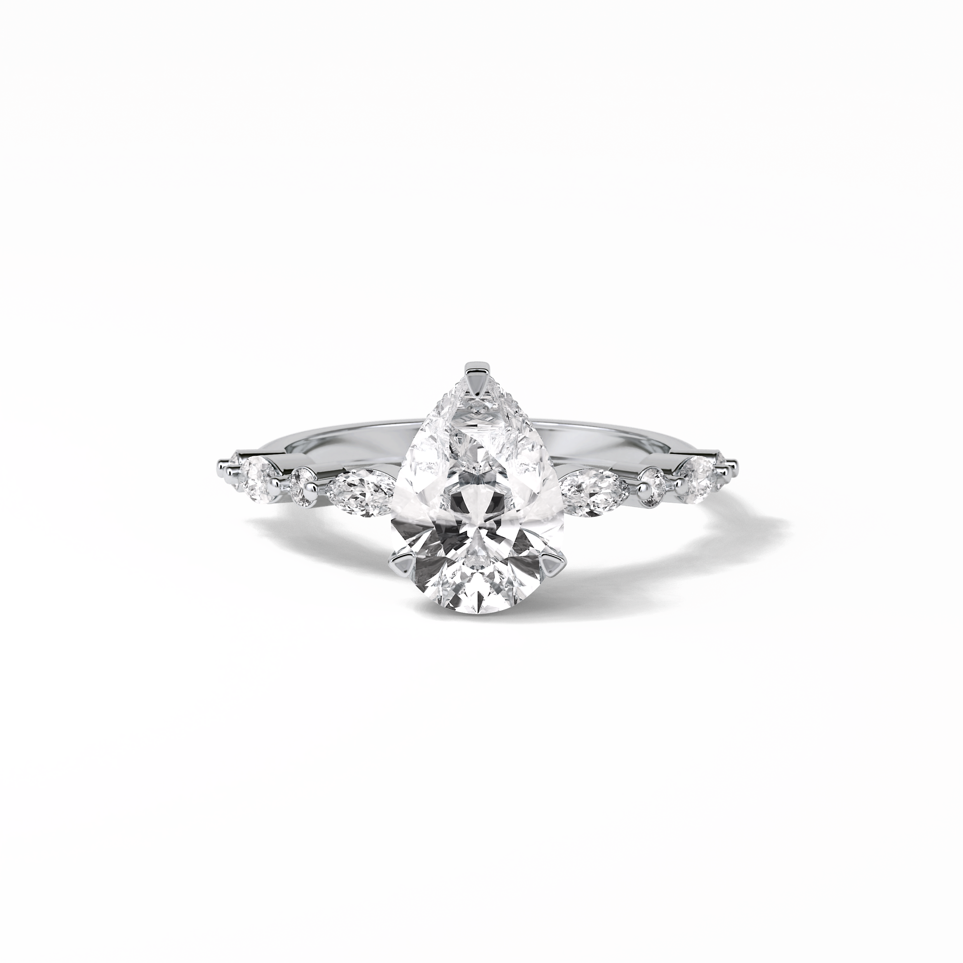 Pear Dainty Pave Lab Grown Diamond Engagement Ring