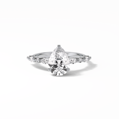 Pear Dainty Pave Lab Grown Diamond Engagement Ring