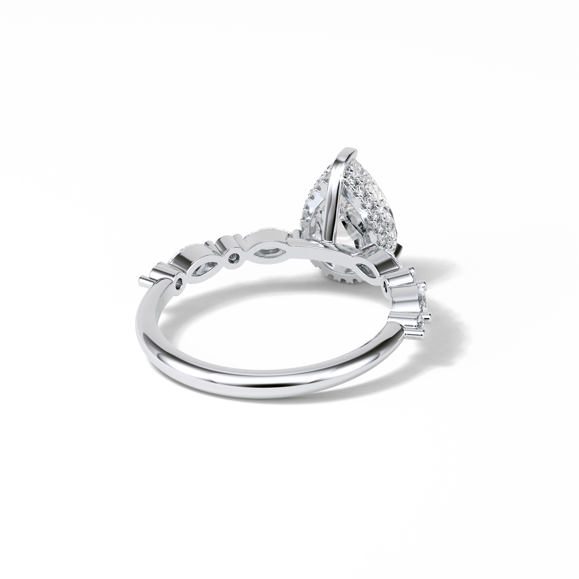 Pear Dainty Pave Lab Grown Diamond Engagement Ring