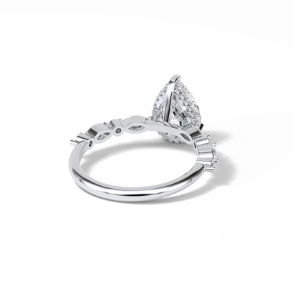 Pear Dainty Pave Lab Grown Diamond Engagement Ring