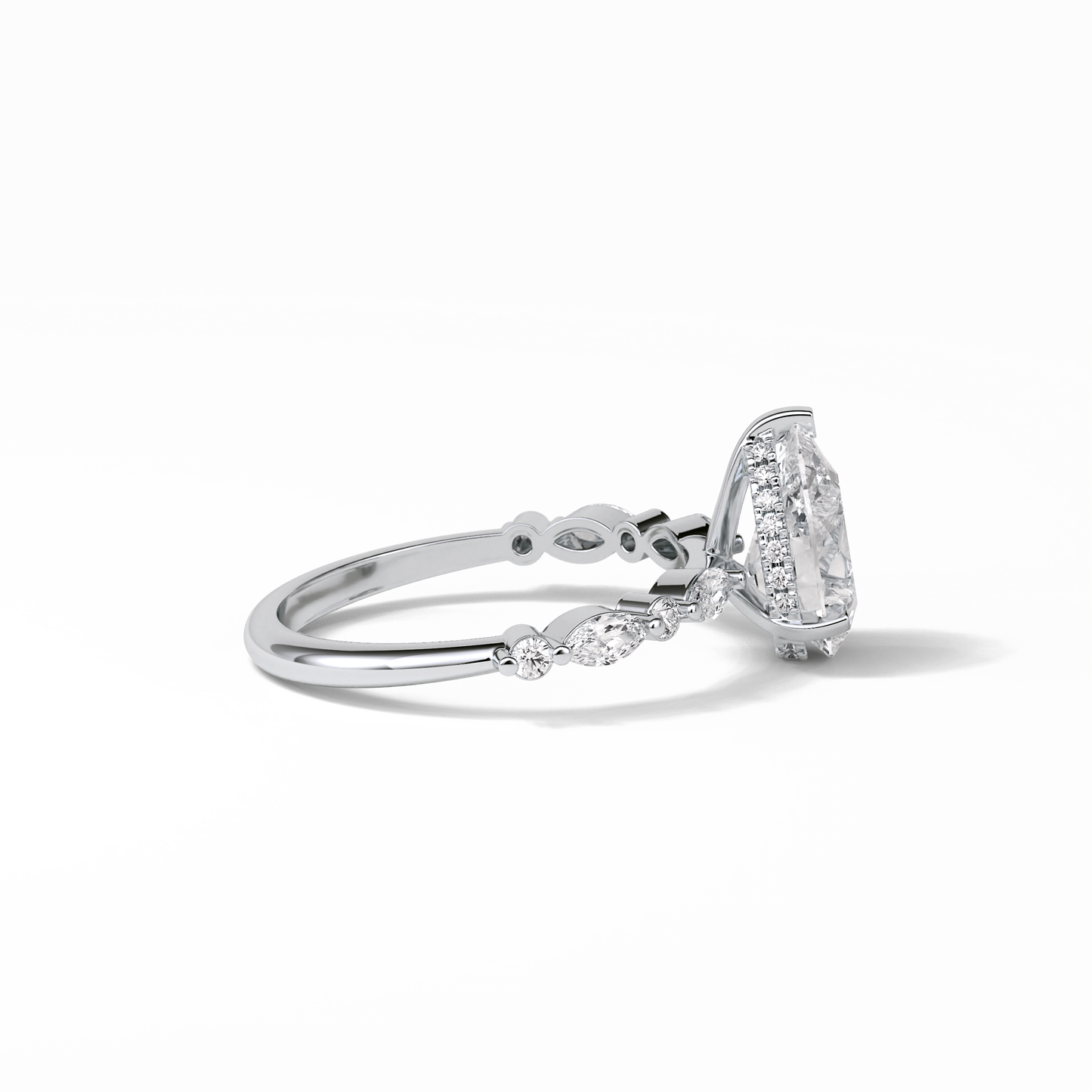 Pear Dainty Pave Lab Grown Diamond Engagement Ring