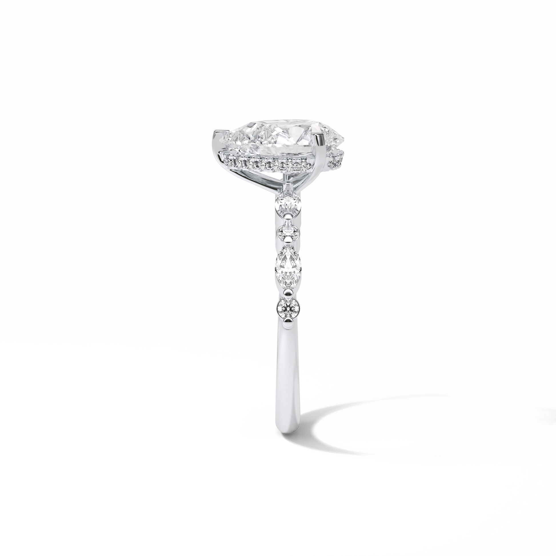 Pear Dainty Pave Lab Grown Diamond Engagement Ring
