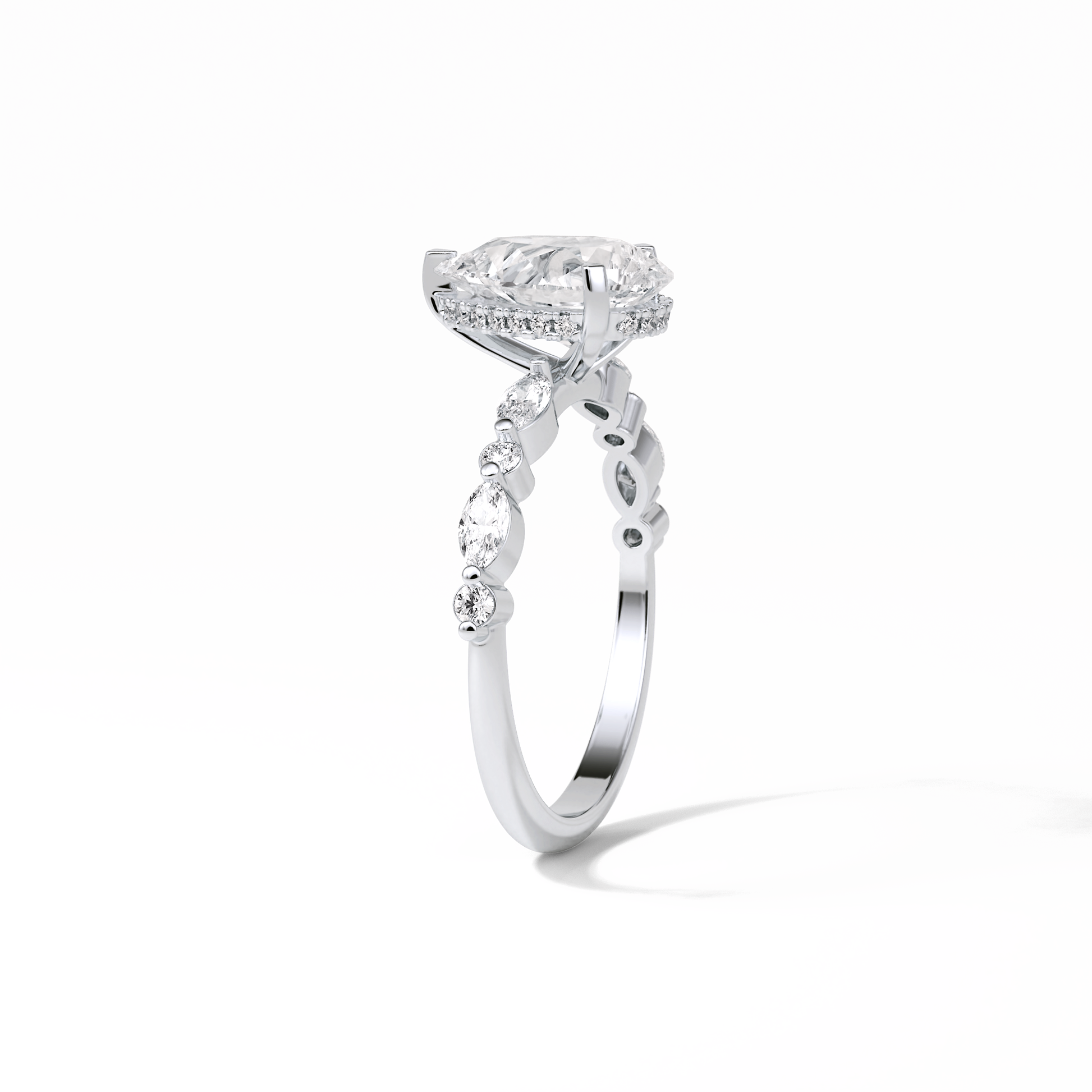 Pear Dainty Pave Lab Grown Diamond Engagement Ring