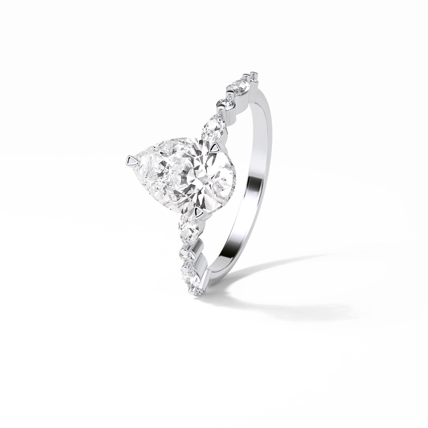 Pear Dainty Pave Lab Grown Diamond Engagement Ring