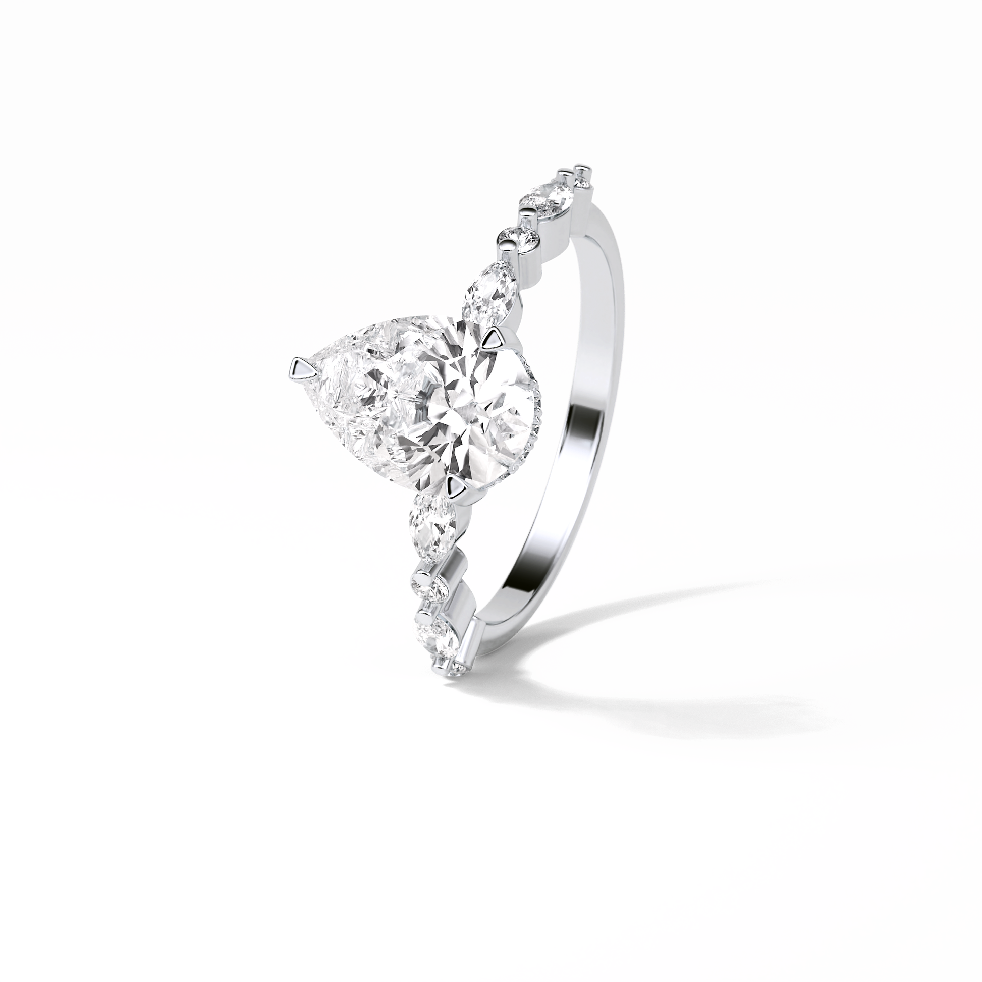 Pear Dainty Pave Lab Grown Diamond Engagement Ring