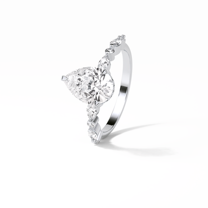 Pear Dainty Pave Lab Grown Diamond Engagement Ring