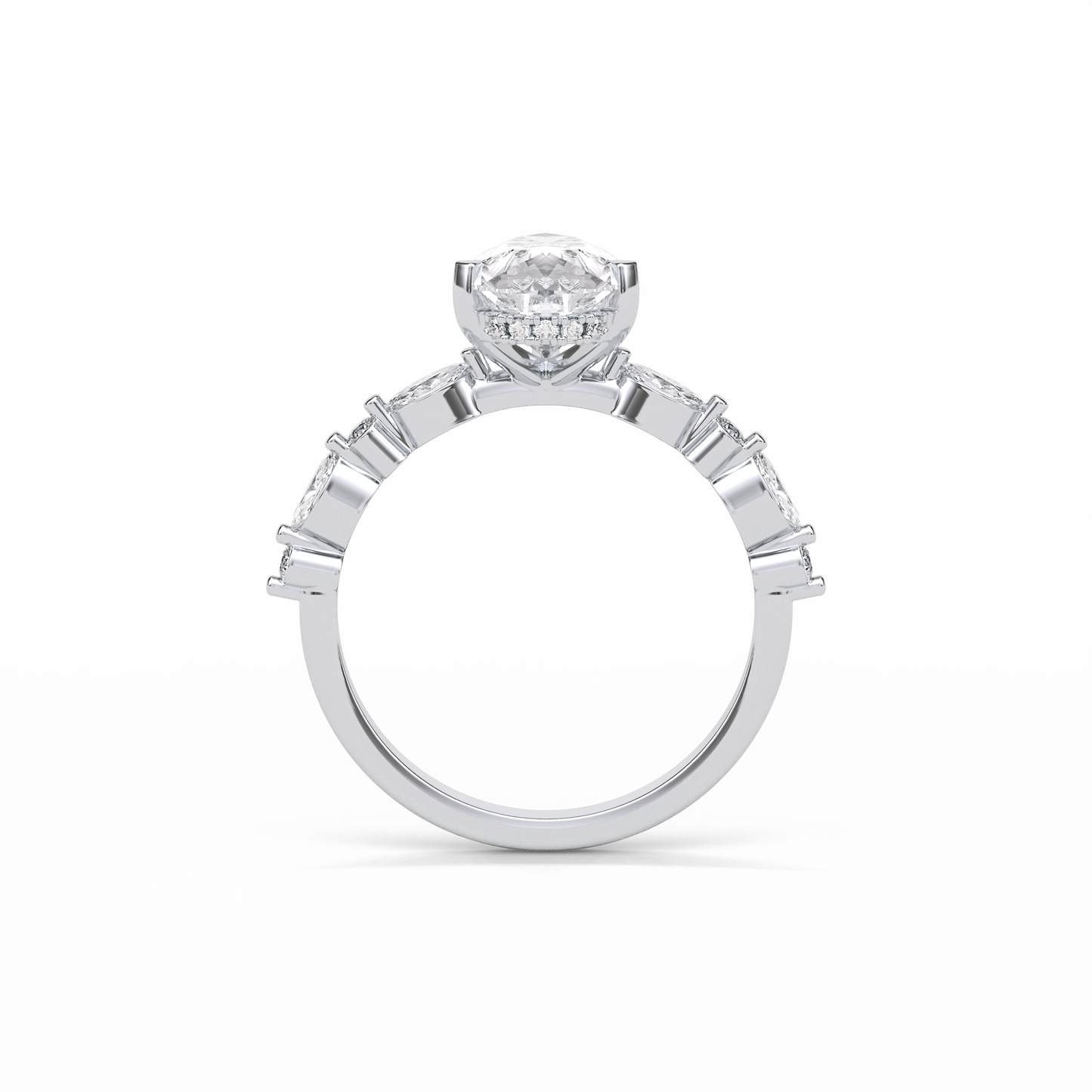 Pear Dainty Pave Lab Grown Diamond Engagement Ring
