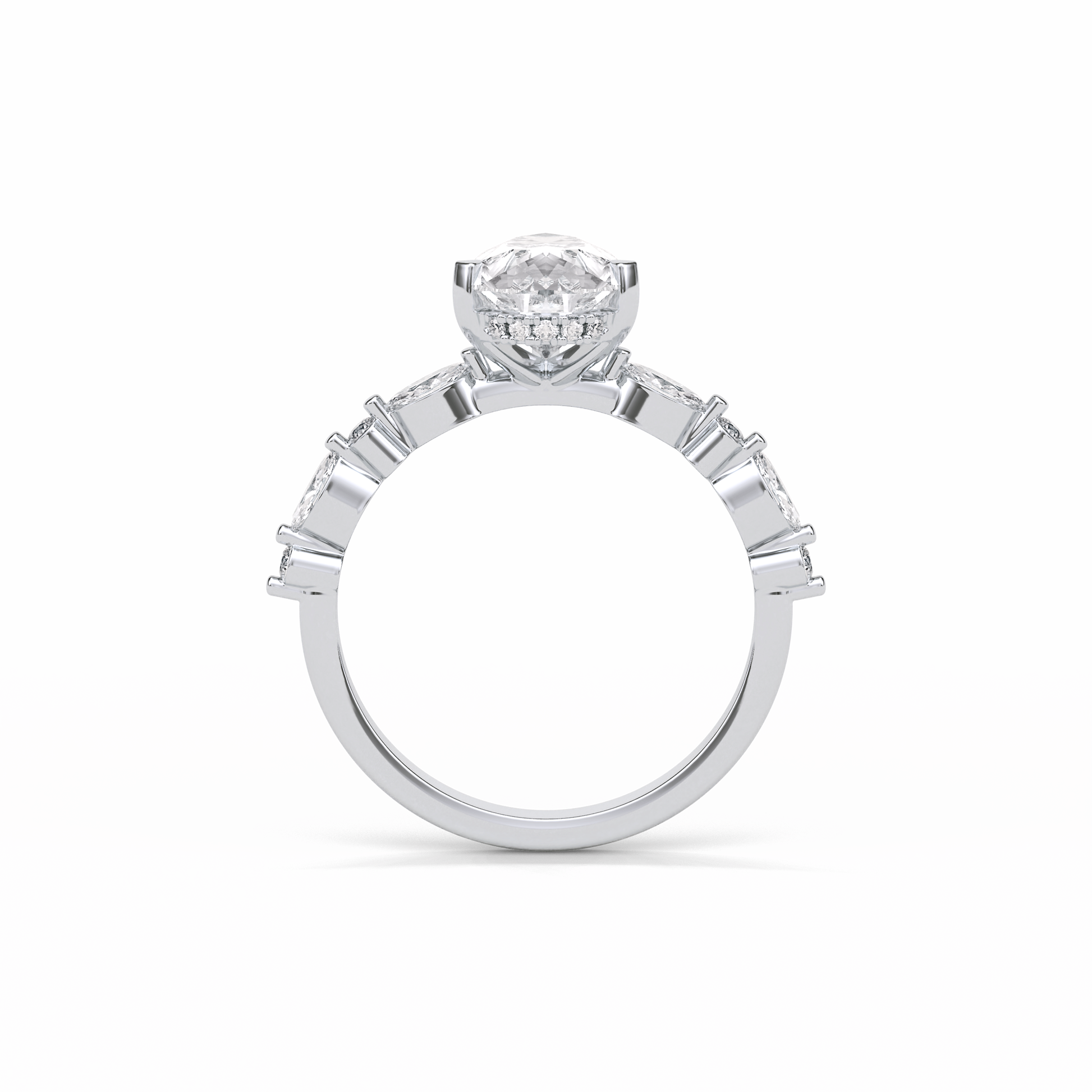 Pear Dainty Pave Lab Grown Diamond Engagement Ring