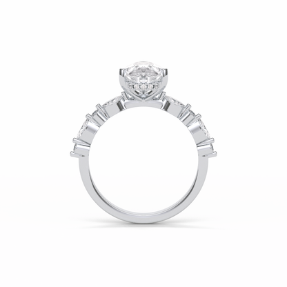 Pear Dainty Pave Lab Grown Diamond Engagement Ring