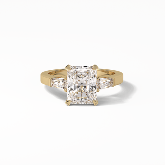 Radiant Three Stone Lab Grown Diamond Engagement Ring