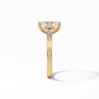 Radiant Three Stone Lab Grown Diamond Engagement Ring