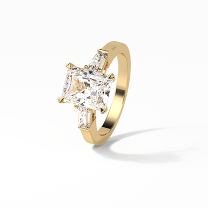 Radiant Three Stone Lab Grown Diamond Engagement Ring