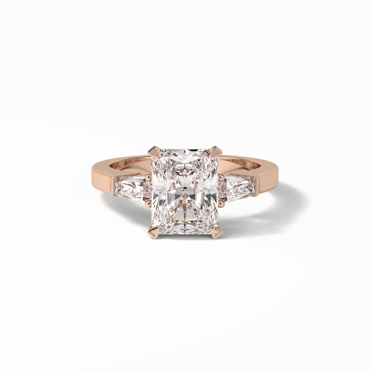 Radiant Three Stone Lab Grown Diamond Engagement Ring