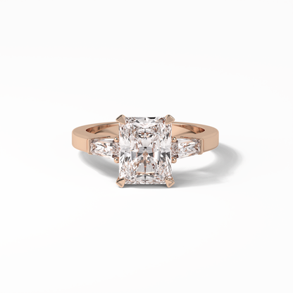 Radiant Three Stone Lab Grown Diamond Engagement Ring