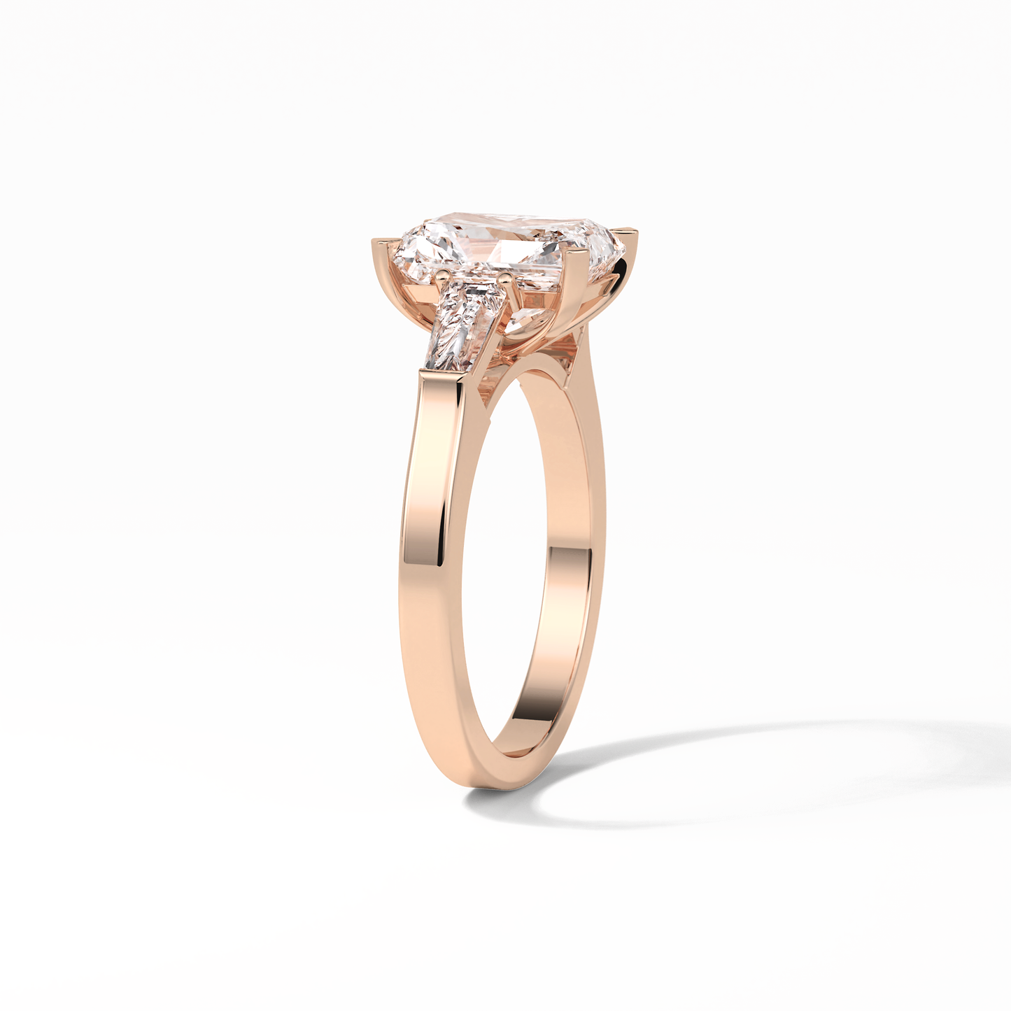 Radiant Three Stone Lab Grown Diamond Engagement Ring